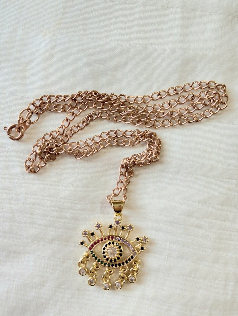 Gold Evil Eye Jewel Necklace